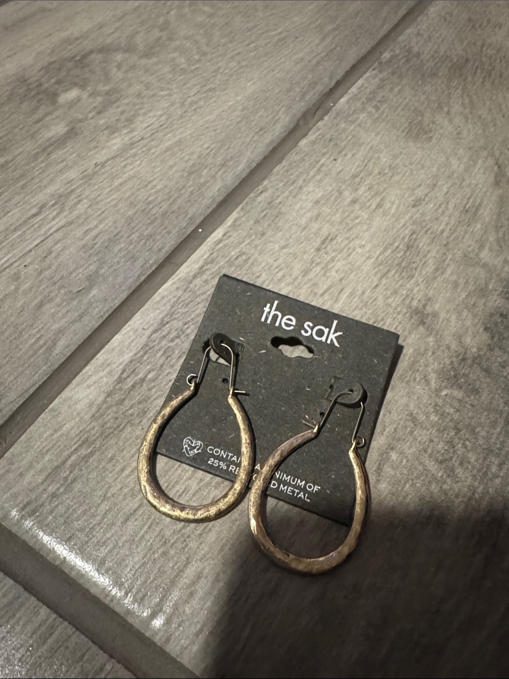 The Sak Gold Teardrop Hammered Hoop Earrings - Picture 1 of 3